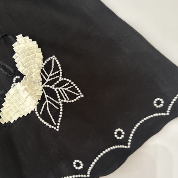 Etcetera Skirt Round Linen Blend Embellished Embroidery Bead Ribbon Lined Size 2 - Picture 8 of 15